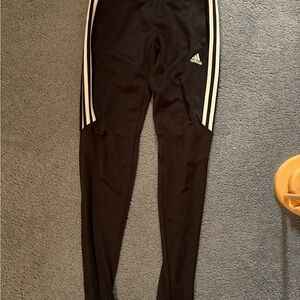 Adidas Men's Black Joggers with White Stripes
